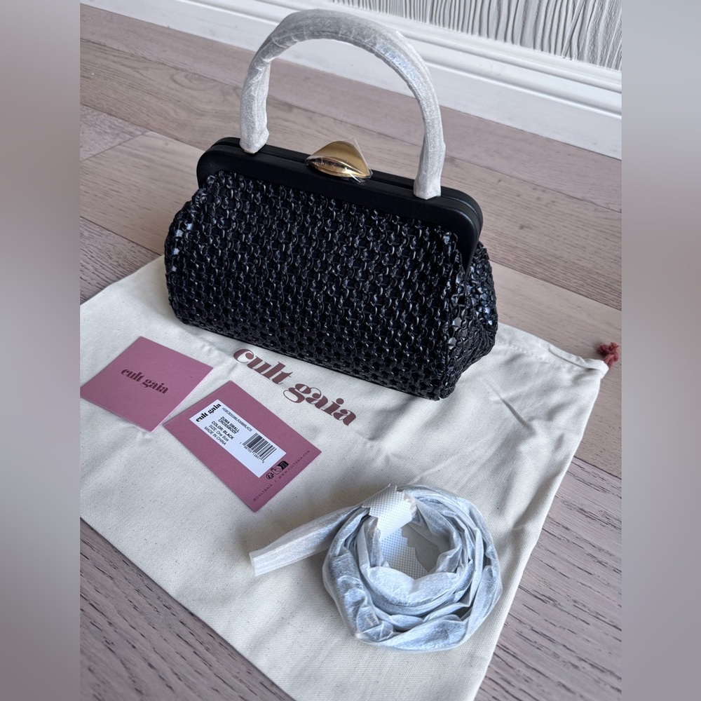 cult gaia Black Woven Leather Top-Handle Crossbody Bag - Picture 4 of 7